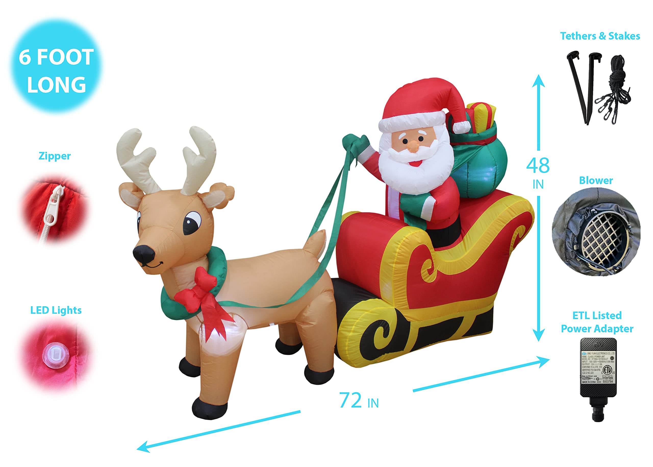 Amazon.co.jp: 長さ6フィート クリスマス インフレータブル